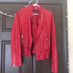 Real red leather jacket